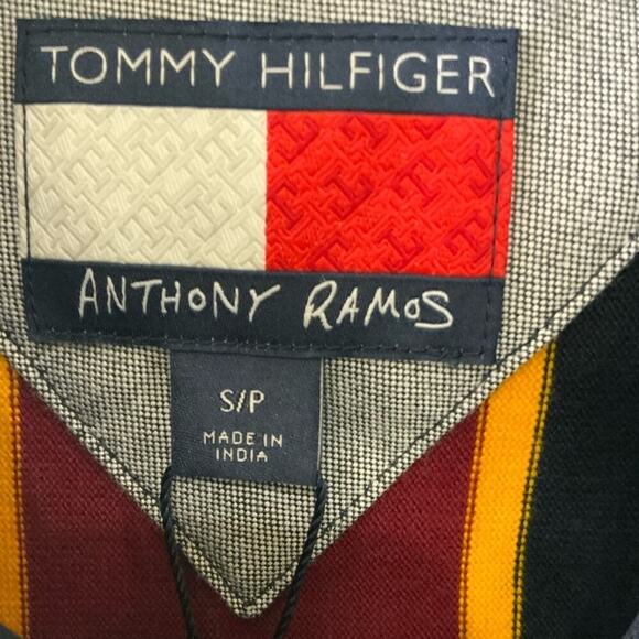 Tommy Hilfiger Rugby Polo Shirt Men Small Embroidered Logo Striped Multicolor - Picture 9 of 12